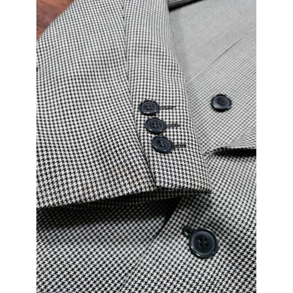VTG Missoni Wool Long Sleeve Houndstooth Double Breasted Blazer White/Black 38 M - Picture 11 of 16